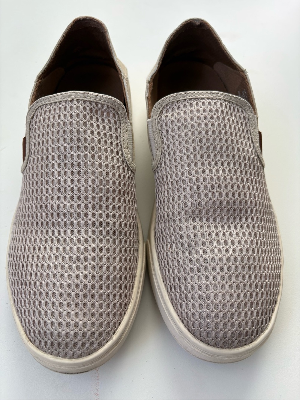 Women's Slip-On Mesh Loafers in Light Beige